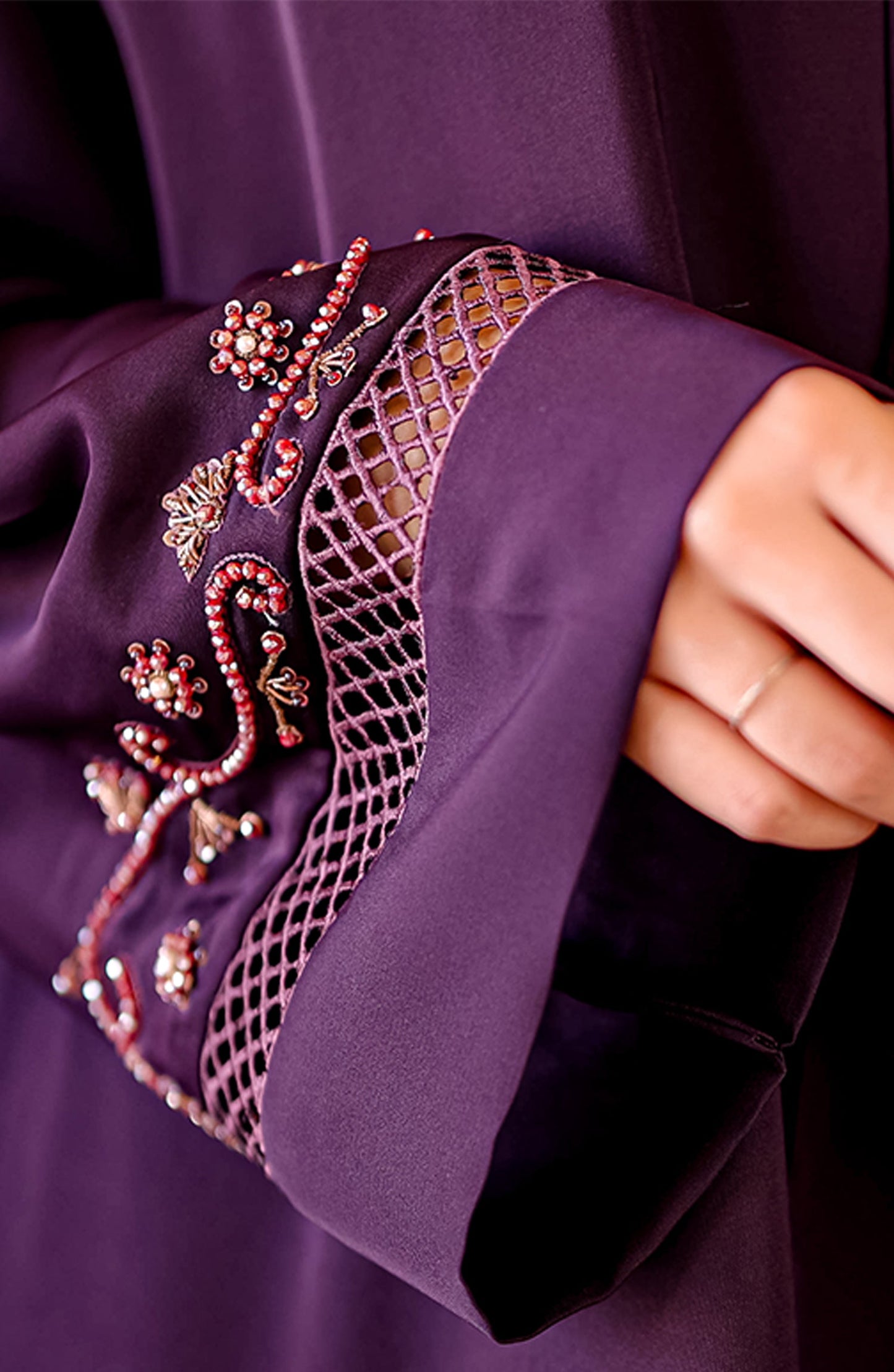 Plum Embellished Abaya