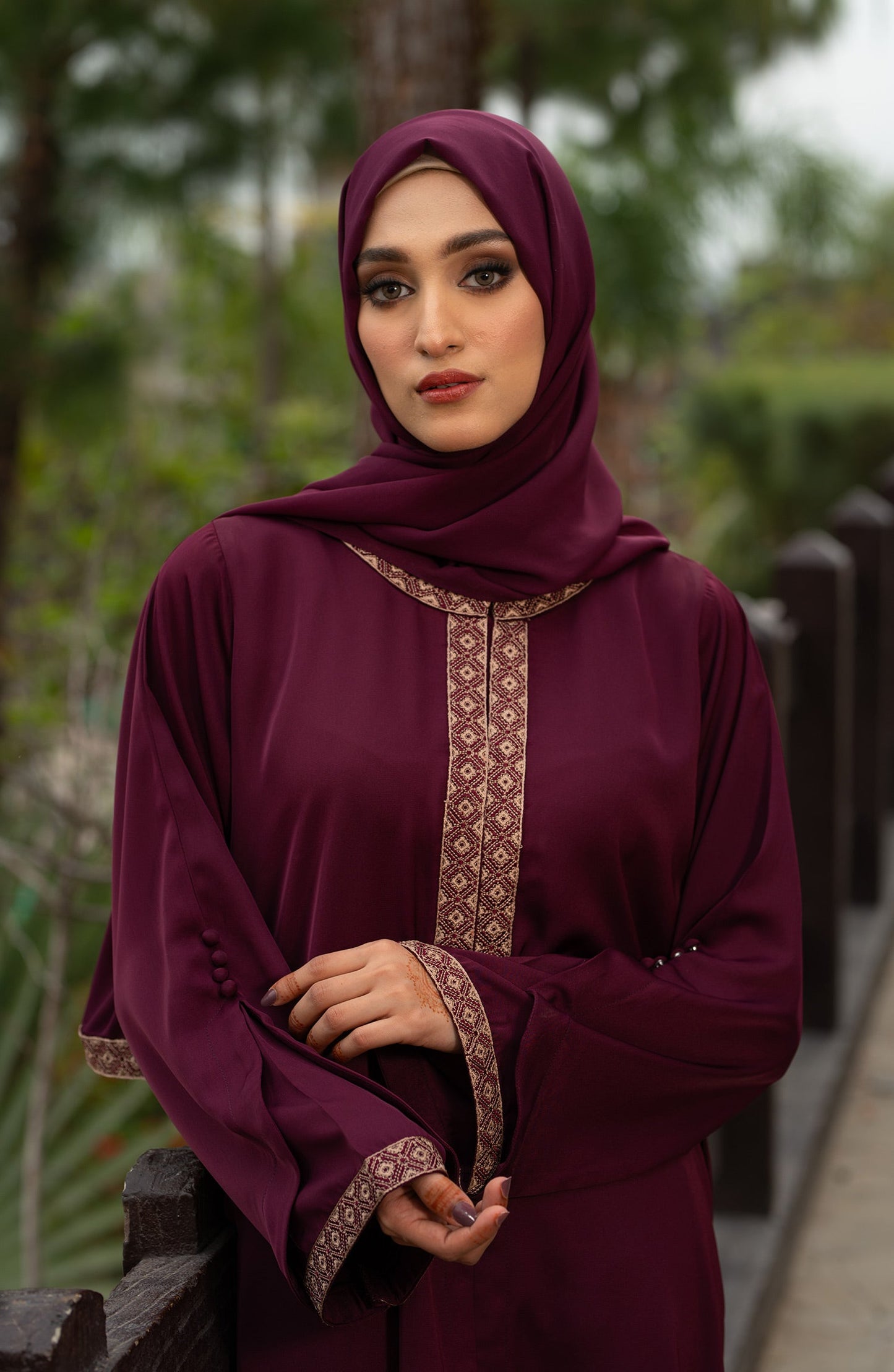 Plum Embroidered Abaya