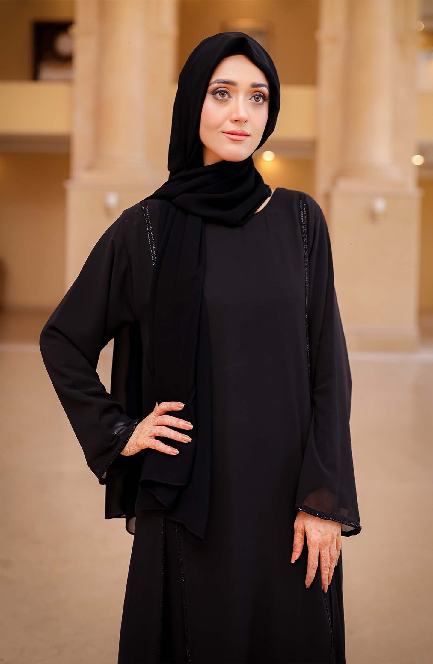 Black-Stone Embellished Abaya