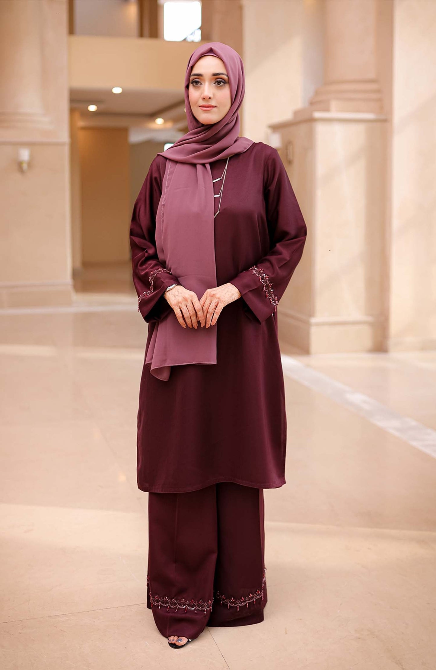 Plum Embellished Attire