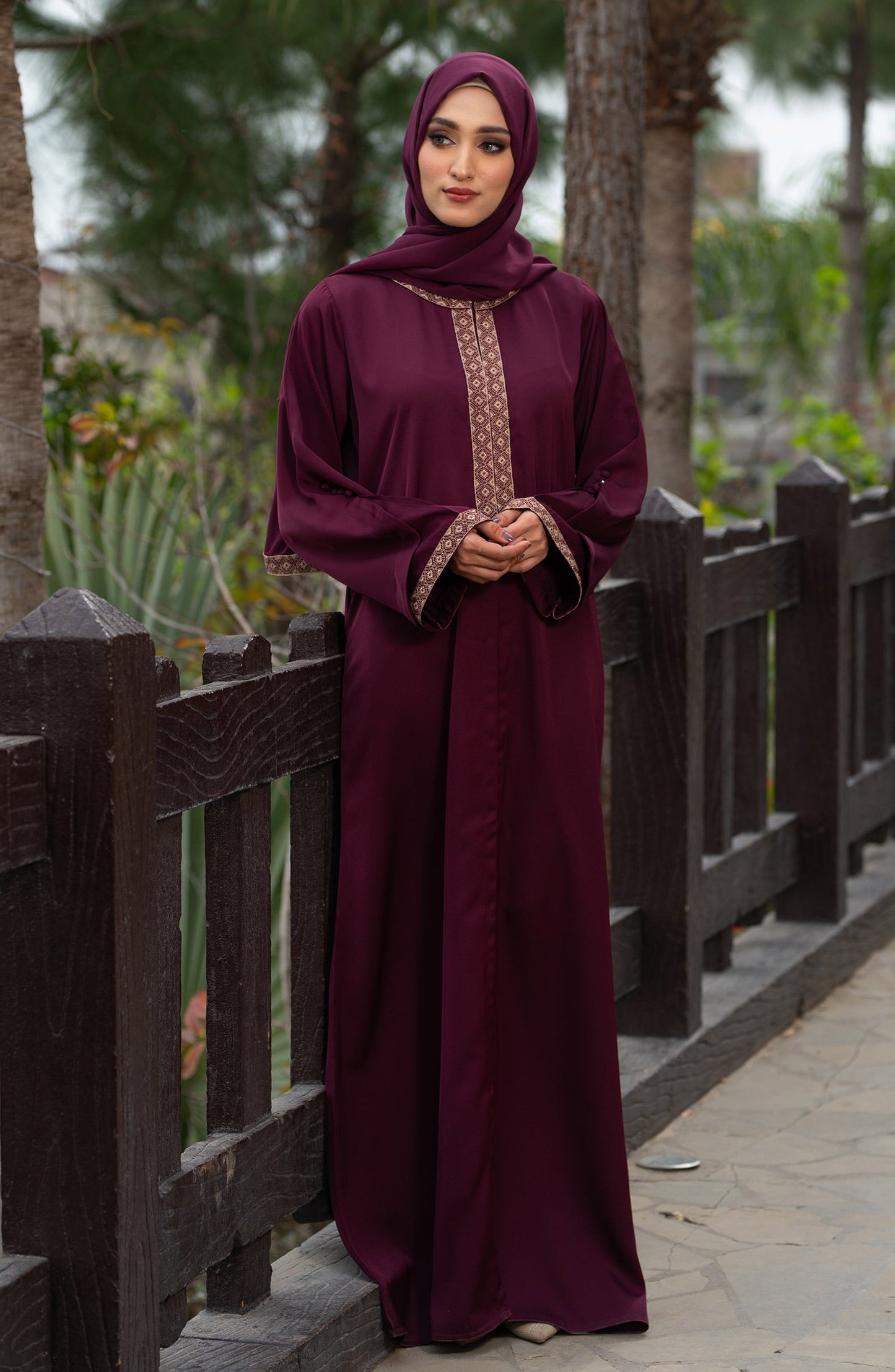 Plum Embroidered Abaya