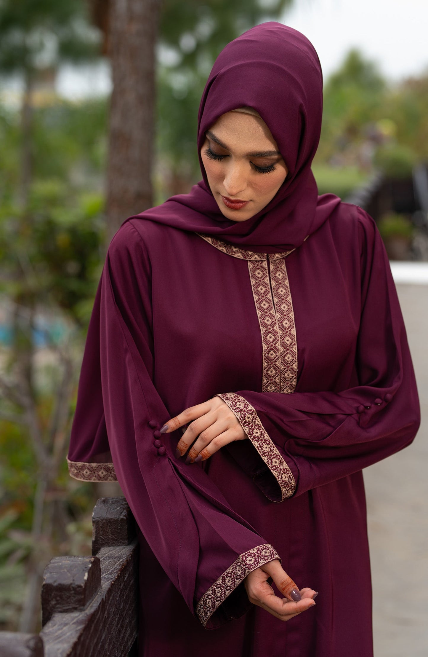 Plum Embroidered Abaya