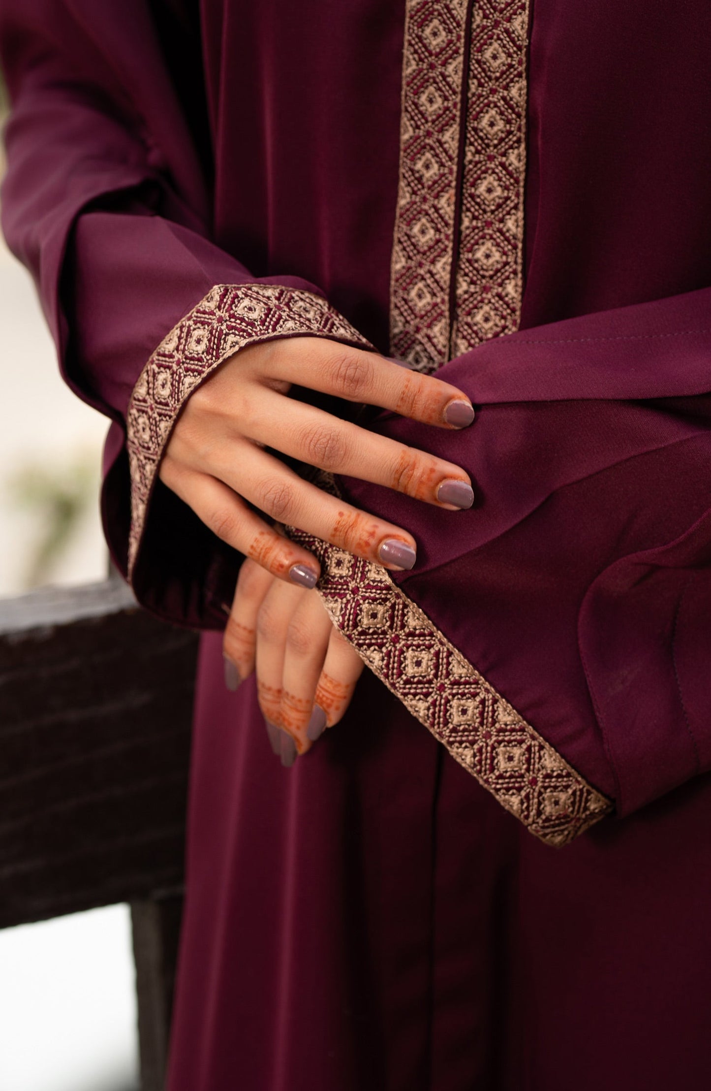 Plum Embroidered Abaya