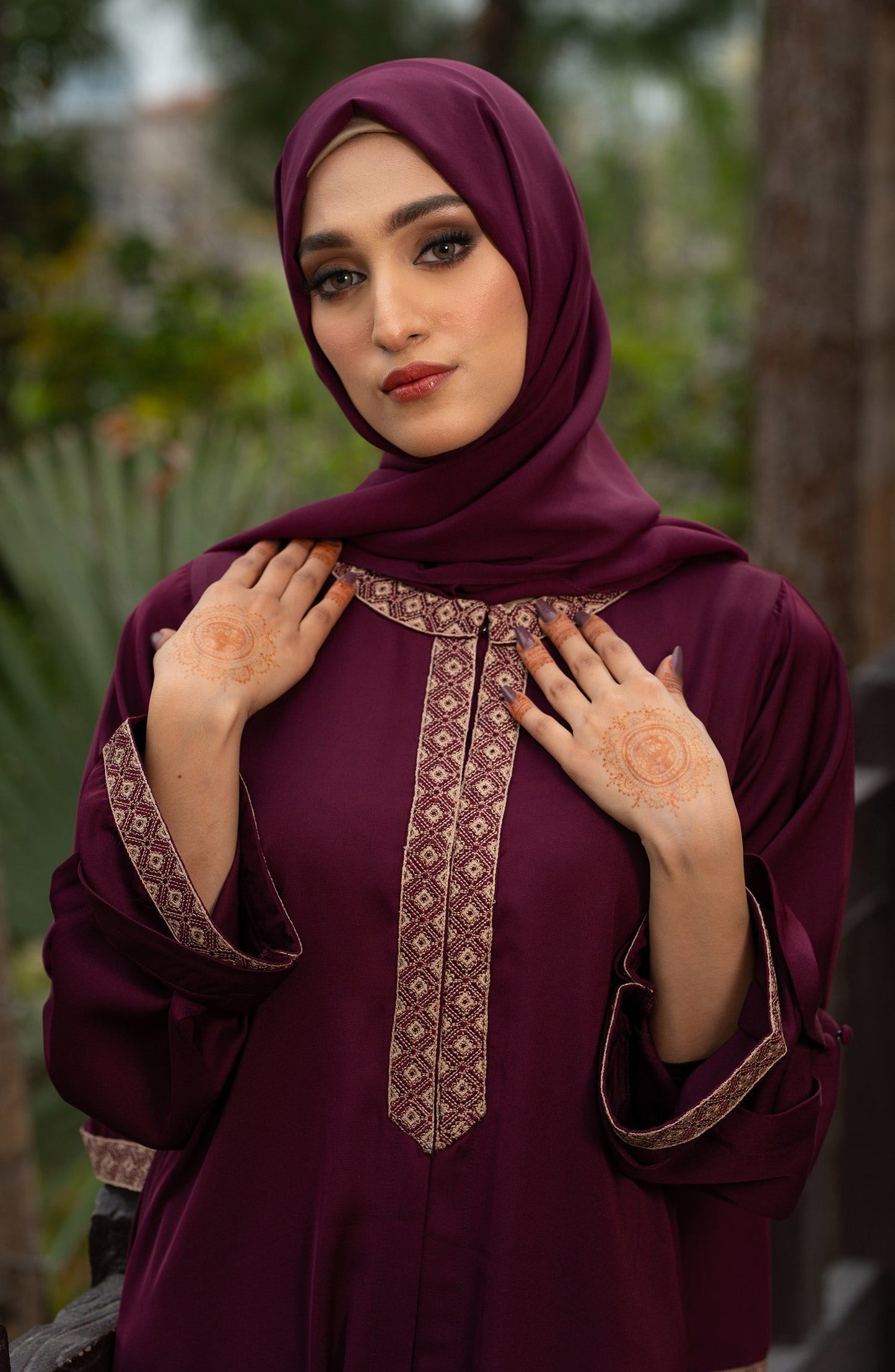 Plum Embroidered Abaya