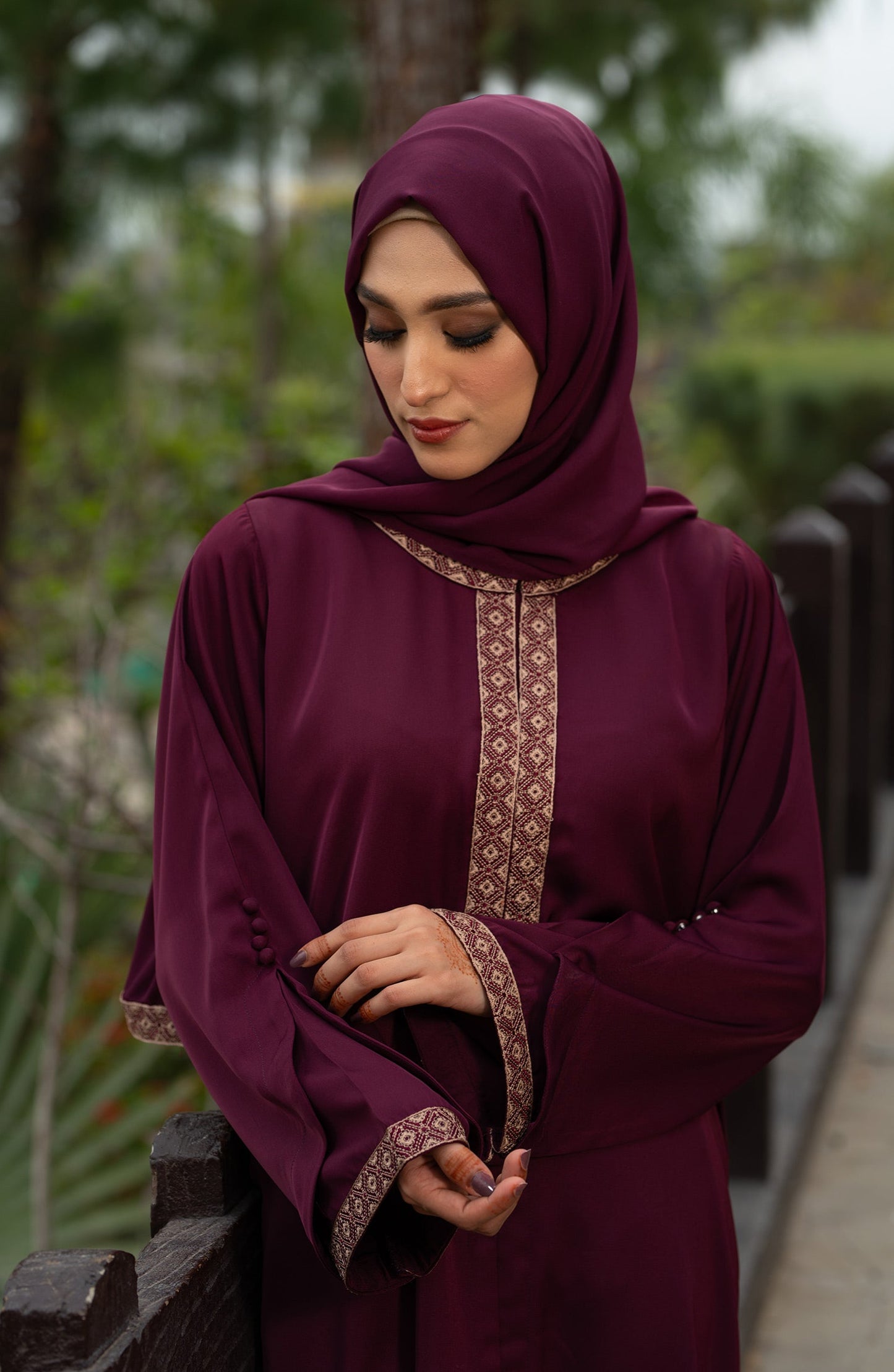 Plum Embroidered Abaya