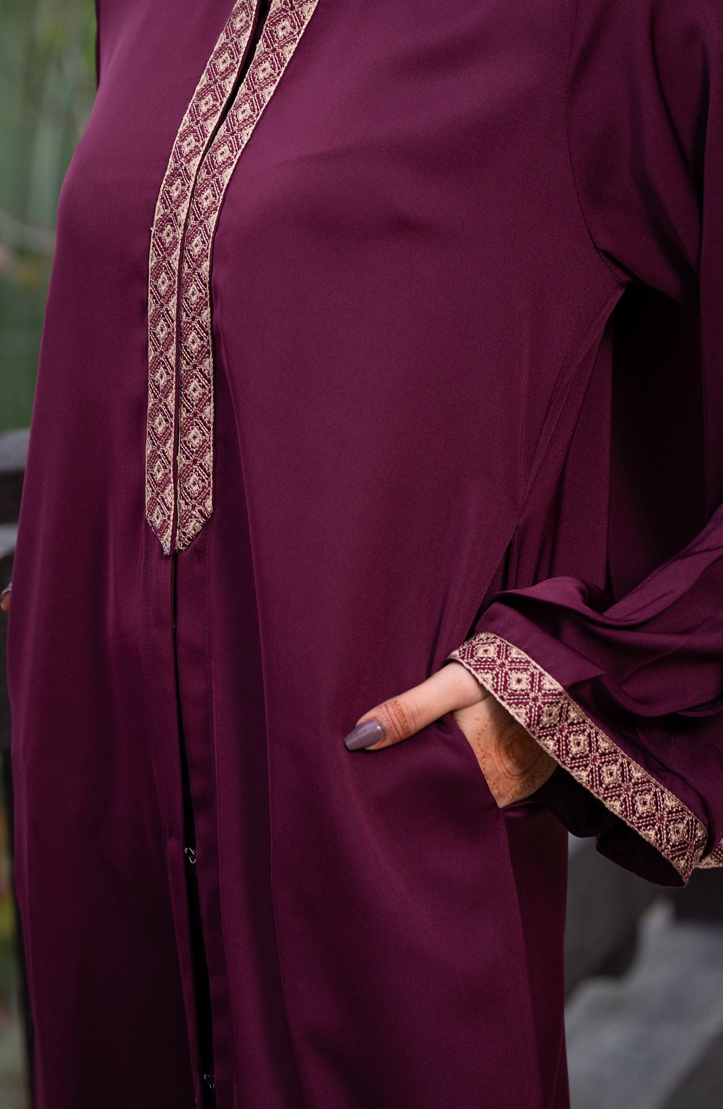 Plum Embroidered Abaya